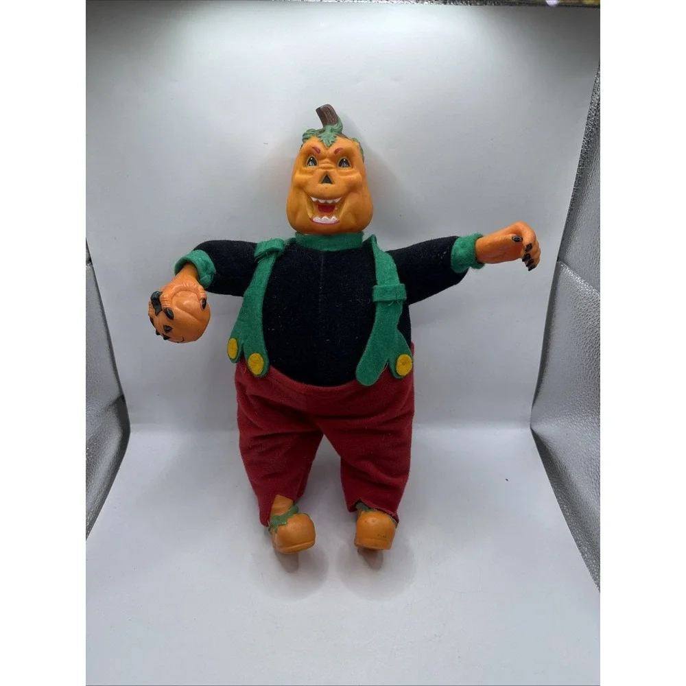 Vintage Halloween Peek A Boo Jack O Lantern head and hand Doll